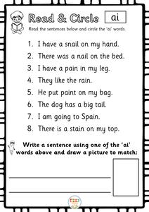 Sentences with digraphs - 16 sheets included Marketable