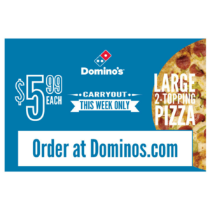 "$5.99 Large 2-Topping Pizza" Pepperoni Banner Clearance Best Store To Get