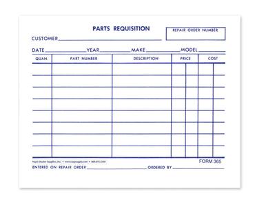 Parts Requisition 1 Part - Smaller Size - Pack of 1000 Outlet Store Cheap Online