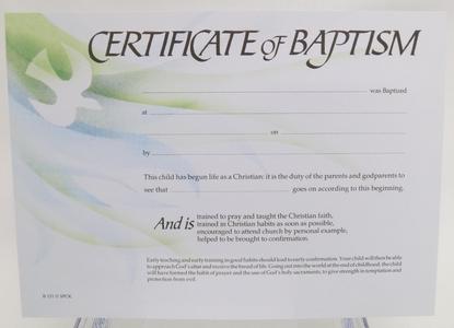 Baptism Certificate (B151) Discount Authentic