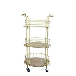 3 Tier Gold Round Drinks Trolley Discount Big Sale