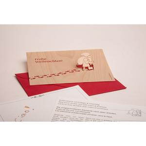 Frohe Weihnachten Greeting Card, Santa Claus in Forest With Credit Card Free Shipping