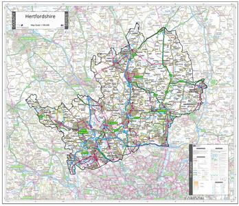 Hertfordshire County Map (2021) Manchester Cheap Pice