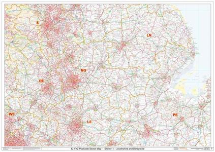 Lincolnshire & Derbyshire Postcode Sector Map (S11) For Cheap Online
