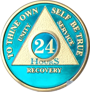 24 Hours AA Medallion Blue & 24k Gold Plated Chip with Serenity Prayer Buy Cheap Wiki