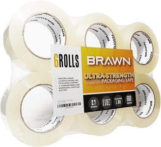 Brawnco 2.7 mil Ultra-Strength Clear Packing Tape, 6 Rolls x 110 Yards, 2 inch Wide fit for Packaging, Carton Sealing, and Shipping Clearance 2025