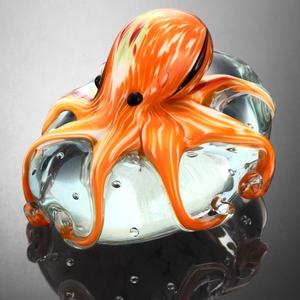 Art Glass Orange Octopus Sculpture Paperweight Cheap Sale Pay With Visa