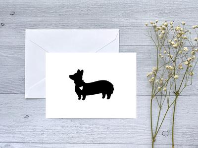 Black and White Corgi Heart Greeting Card Outlet Clearance