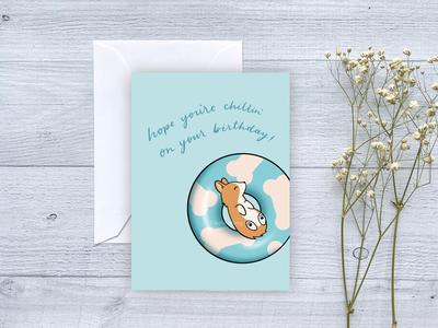 Birthday Floatie Corgi Greeting Card Perfect