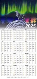 2025 Wipe-clean Calendar (Northern Lights Wolf) Browse Cheap Pice