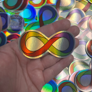 Autism Acceptance Rainbow Infinity Holographic Sticker - Stained Glass Design - Water bottle Stickers - Laptop Stickers - Neurodiversity Clearance With Credit Card