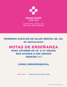 Blended teen MHFA for Spanish-speaking Communities Teaching Notes Version 1.1 Free Shipping Cheap