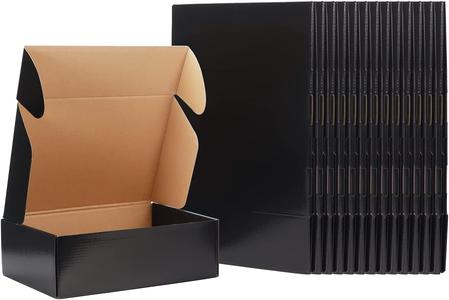 "Premium Black Gift Boxes - 20 Pack of Stylish 12X9X4 Inch Cardboard Postal Boxes for Packaging and Shipping, Perfect for Small Business and Mailing" Fast Delivery Online