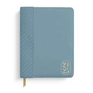 2025 Blue Basketweave 17-Month Vegan Leather Bound Planner Buy Cheap 2025