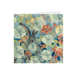 Hares in Wonderland - Nasturtium & Hare - Greeting Card - S_20 Cheap Low Pice