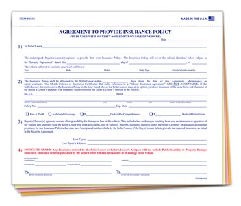 Agreement to Provide Insurance 4-Part (228R-U) Cheap Wholesale