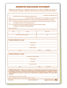 Odometer Disclosure Statement 2-Part (ODOM-933) Clearance Explore