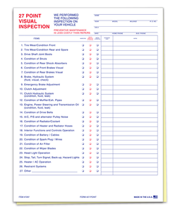 27 Point Vehicle Inspection Form 2-Part Cheap Very Cheap