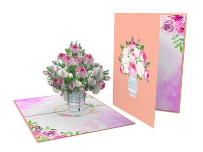 Arranged Rose Bouquet Pop-Up Card Quality Free Shipping Outlet