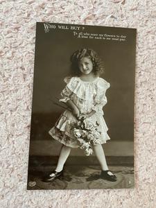 Antique Real Photo Birthday Postcard, 1911 Happy Girl with Flowers, Printed in Germany Cheap Sale With Credit Card