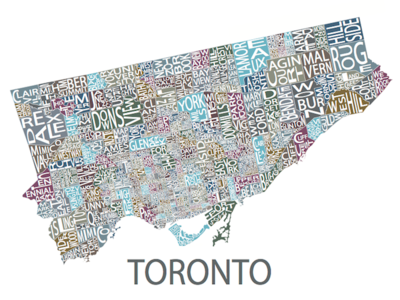 All Over the Map Studios - Map of Toronto (Various Colours) With Mastercard