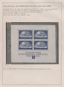 AUSTRIA 1933 WIPA SHEET SUPERB MINT IN SPECIAL FOLDER Discount Pay With Visa