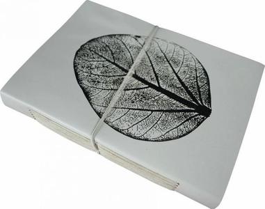 Leather Bound Notebook With Silver Embossed Leaf Great Deals Sale Online