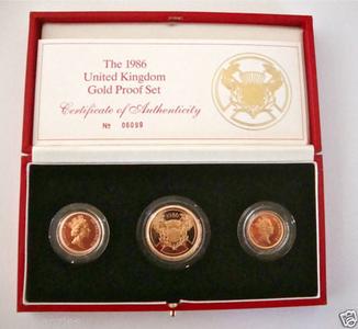 1986 GOLD PROOF THREE COIN SET COLLECTION 2 SOVEREIGN 1/2 HALF SOVEREIGN Cheap Supply