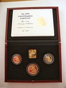 1996 GOLD PROOF THREE COIN SET COLLECTION 2 SOVEREIGN 1/2 HALF SOVEREIGN Sale Cost