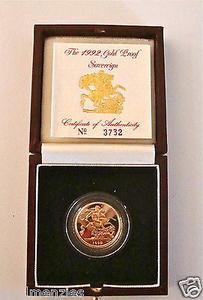 1992 QUEEN ELIZABETH II GOLD FULL PROOF SOVEREIGN with BOX & COA Cheap Supply