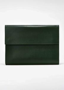 Saffiano Leather Laptop Portfolio - Bottle Green Cheap Genuine