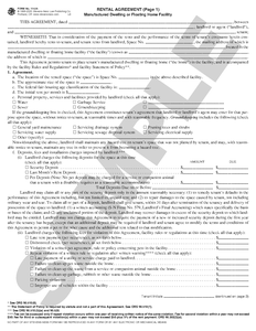 SN 1142ABC Rental Agreement Set, Manufactured Dwelling or Floating Home Facility, Pages 1, 2 and 3 (OR) Free Shipping For Sale