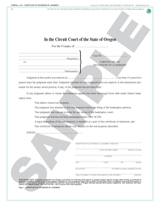 SN 1072 Certificate of Extension of Judgment (OR) Visit New