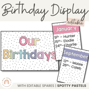 Birthday Chart - Spotty Pastel Classroom Decor Discount 2025