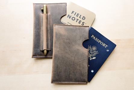Vintage Distressed Leather EDC Field Notes or Passport Sleeve Outlet 100% Authentic