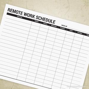 Employee Remote Work Schedule Printable Form (Monday - Sunday) Cheap Finishline