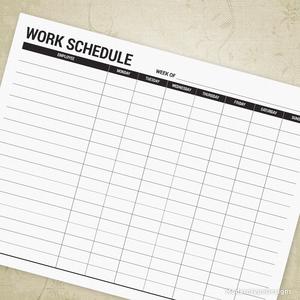 Employee Work Schedule Printable Form (Monday - Sunday) Cheap Affordable