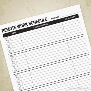 Employee Remote Work Schedule Printable Form (Monday - Sunday) Buy Cheap Low Shipping