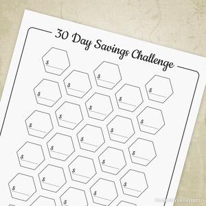 30 Day Savings Challenge Printable, Blank Buy Cheap For Cheap