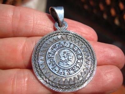 925 Silver Mayan Calendar Taxco mexico A8367 Free Shipping Fake