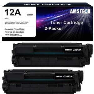 12A Compatible Toner Ink Cartridge for HP 12A Q2612A 1020 Laserjet 1022 1020 1010 1012 M1319 MFP 3055 MFP 3050 3030 3020 3050 M1005 MFP 1015 1018 3015 3050z 3052 3055 Printer (Q2612AC | Black, 2-Pack) Discount View