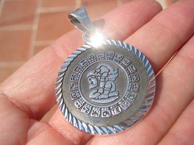 925 Silver Mayan Calendar Pendant Taxco Mexico A2279 Sale Get To Buy