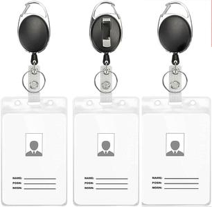 Lanyards ID Badges Reels Retractable Clear Name Work Card Holder Clip Pack of 3 Cheap Outlet Locations
