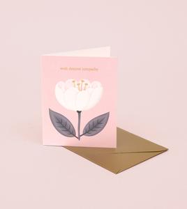 White Poppy Sympathy Card Clearance Inexpensive