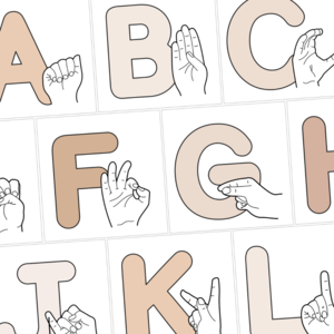 B W NEUTRALS ASL Auslan Alphabet Posters Cheap Sale Huge Surprise