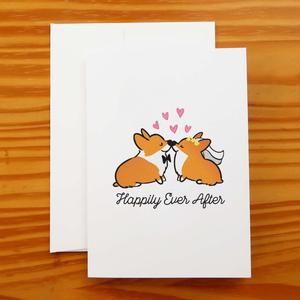 "Happily Ever After" Corgi Wedding Greeting Card Cheap With Paypal