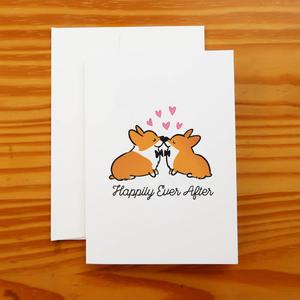 "Happily Ever After" Corgi Wedding Greeting Card | 2 Grooms Real Cheap Online