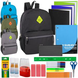 19" Side Pocket Backpack with 30-Piece School Supply Kit - 4 Boys Colors Where To Buy Cheap Real