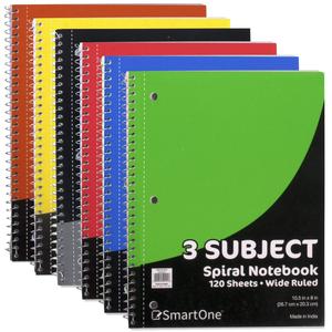 3 Subject Notebook, Wide Ruled - 120 Sheets From China Free Shipping Low Pice
