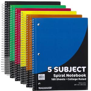 5 Subject Spiral Notebook - College Ruled Outlet Official Site